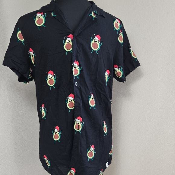 Free Planet Men’s Avocado Print Button Down Short Sleeve Shirt – Size M - Picture 1 of 7